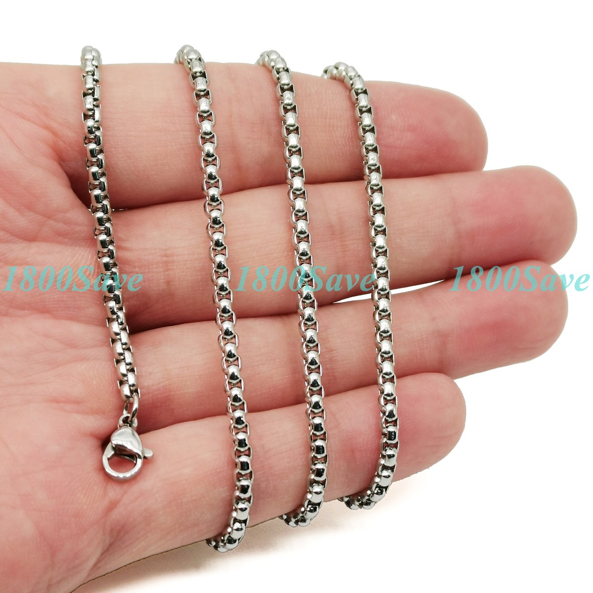 BUY 1 GET 1 FREE 18K White Gold Filled 16″-32″ *2/3/4mm Round Box Chain Necklace