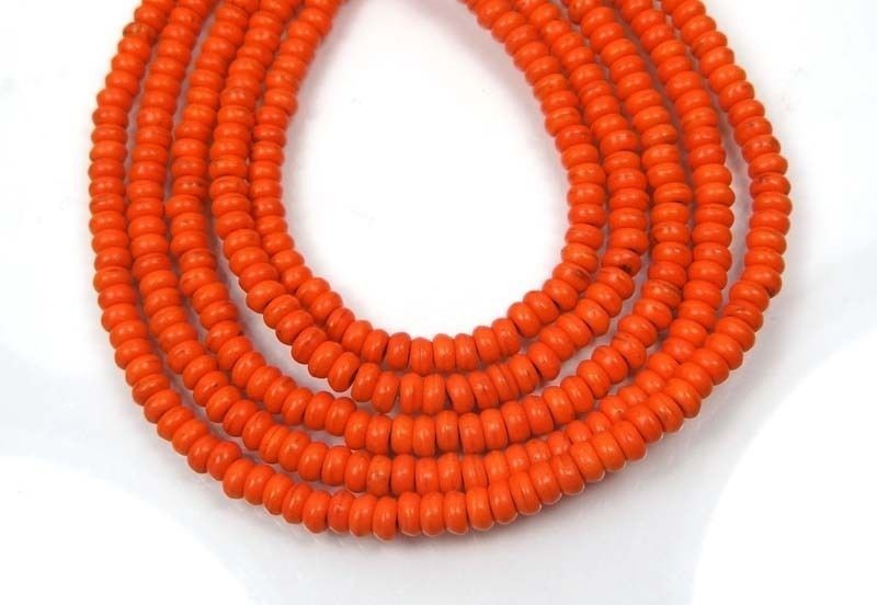 4x2mm Turquoise Rondelle Beads 16″ – Orange