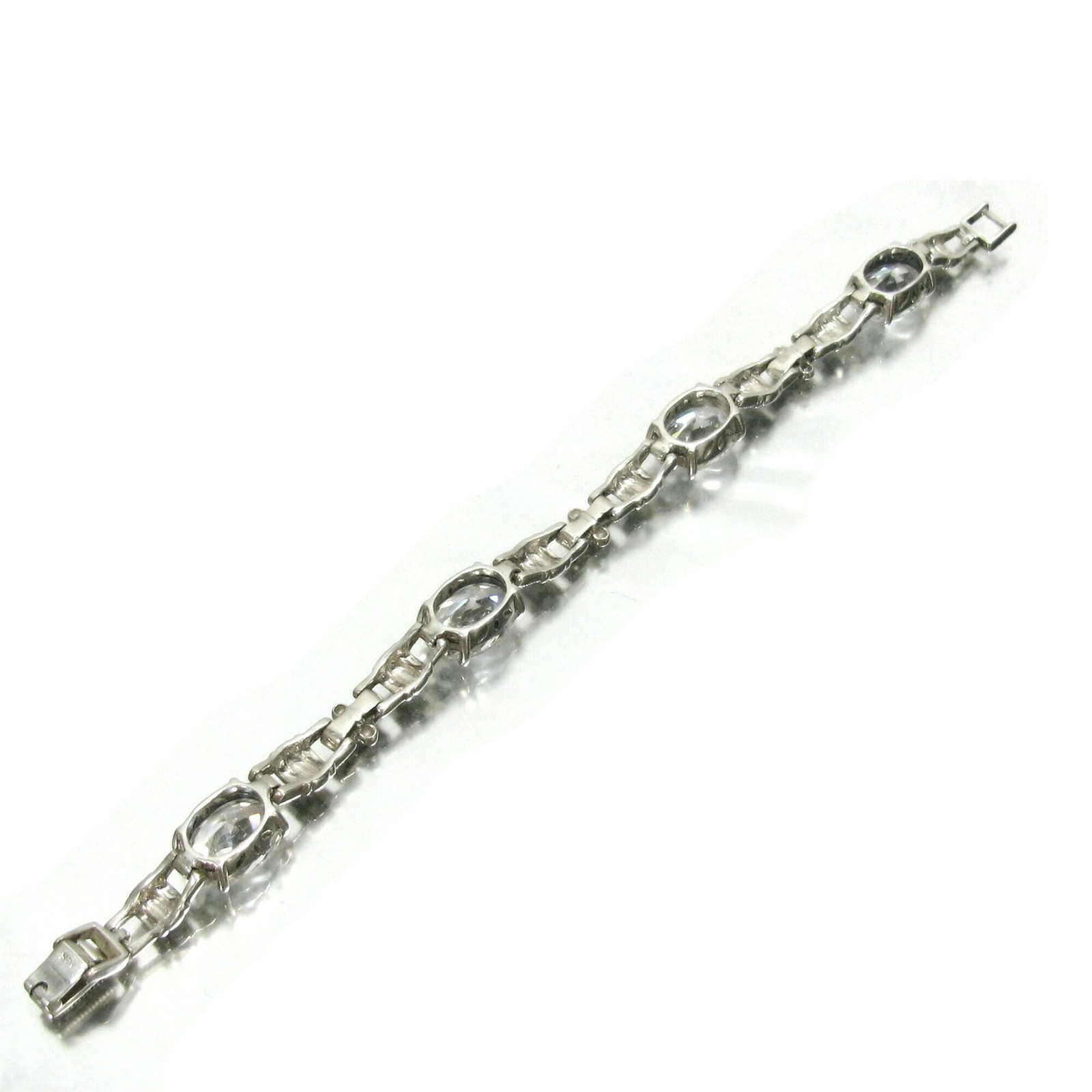 Vintage Sterling Art Deco Style Marcasite CZ Silver Bracelet 7 1/4″