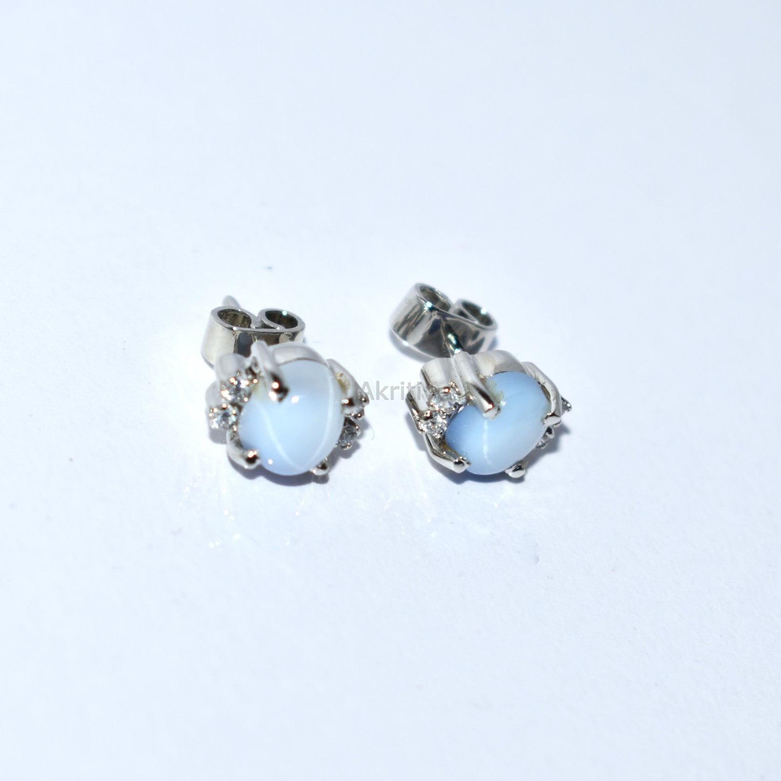 Positive Power Lab Lindy Star Sapphire & CZ Diamond 925 Sterling Silver Stud