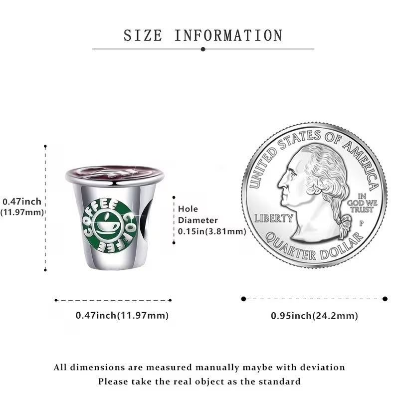 NEW COFFEE CUP Spacer Bead European Charm for Bracelets etc.