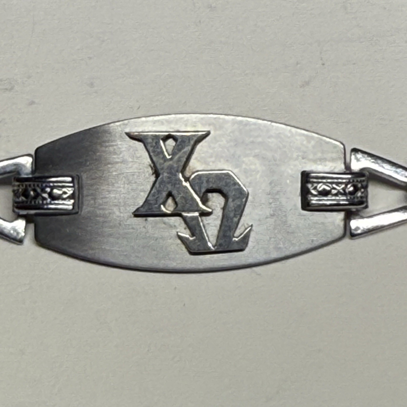 ΧΩ Chi Omega Sorority Monogramed Chain Bracelet Silver Tone Metal 7.5” Inch