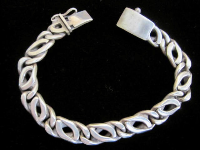 VTG STERLING SILVER CHAIN 8.25 in MELESIO RODRIGUEZ TR-114 56 gms TAXCO MEXICO