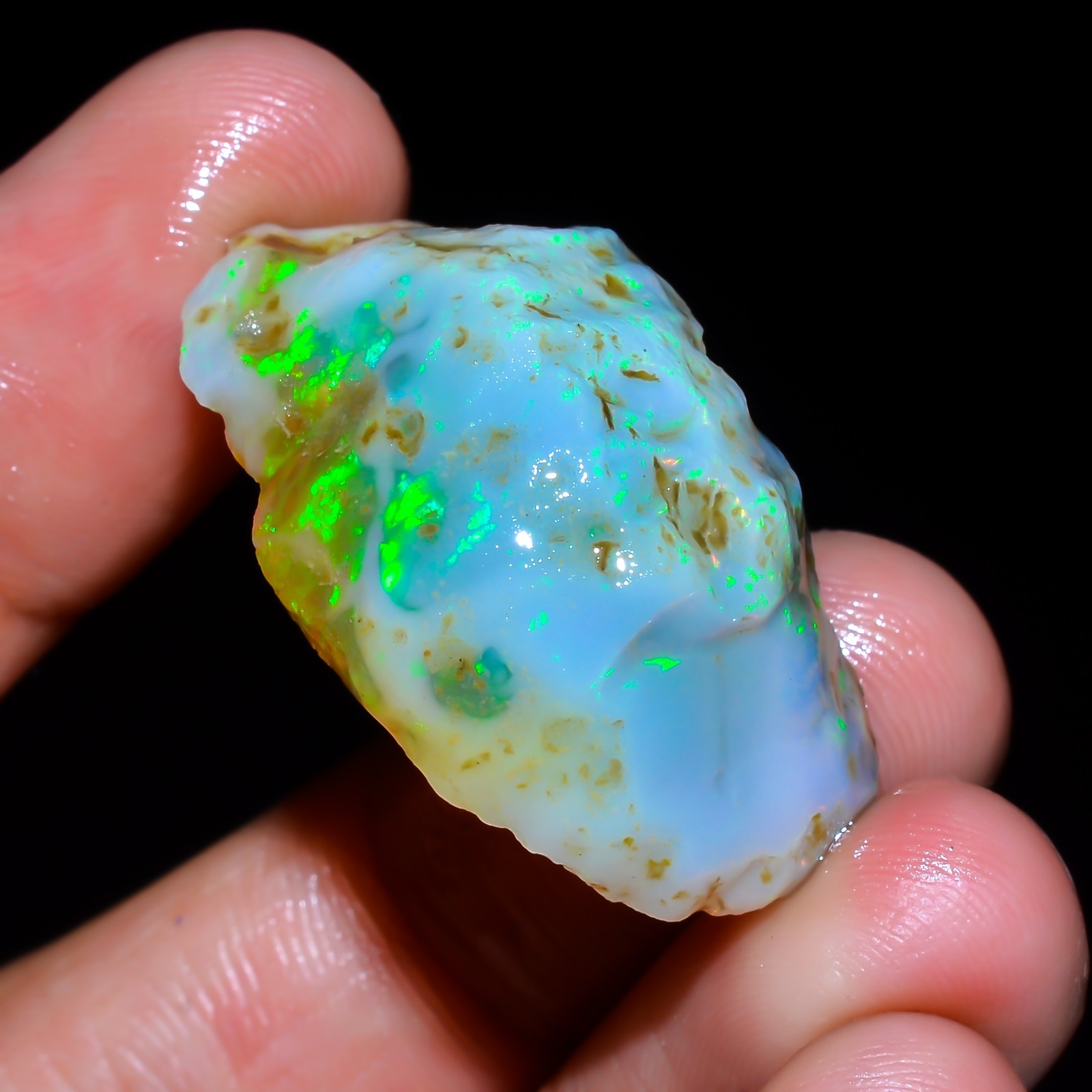 Natural Ethiopian Opal Rough Specimen Welo Multi Fire Crystal Opal Approx 28 Ct