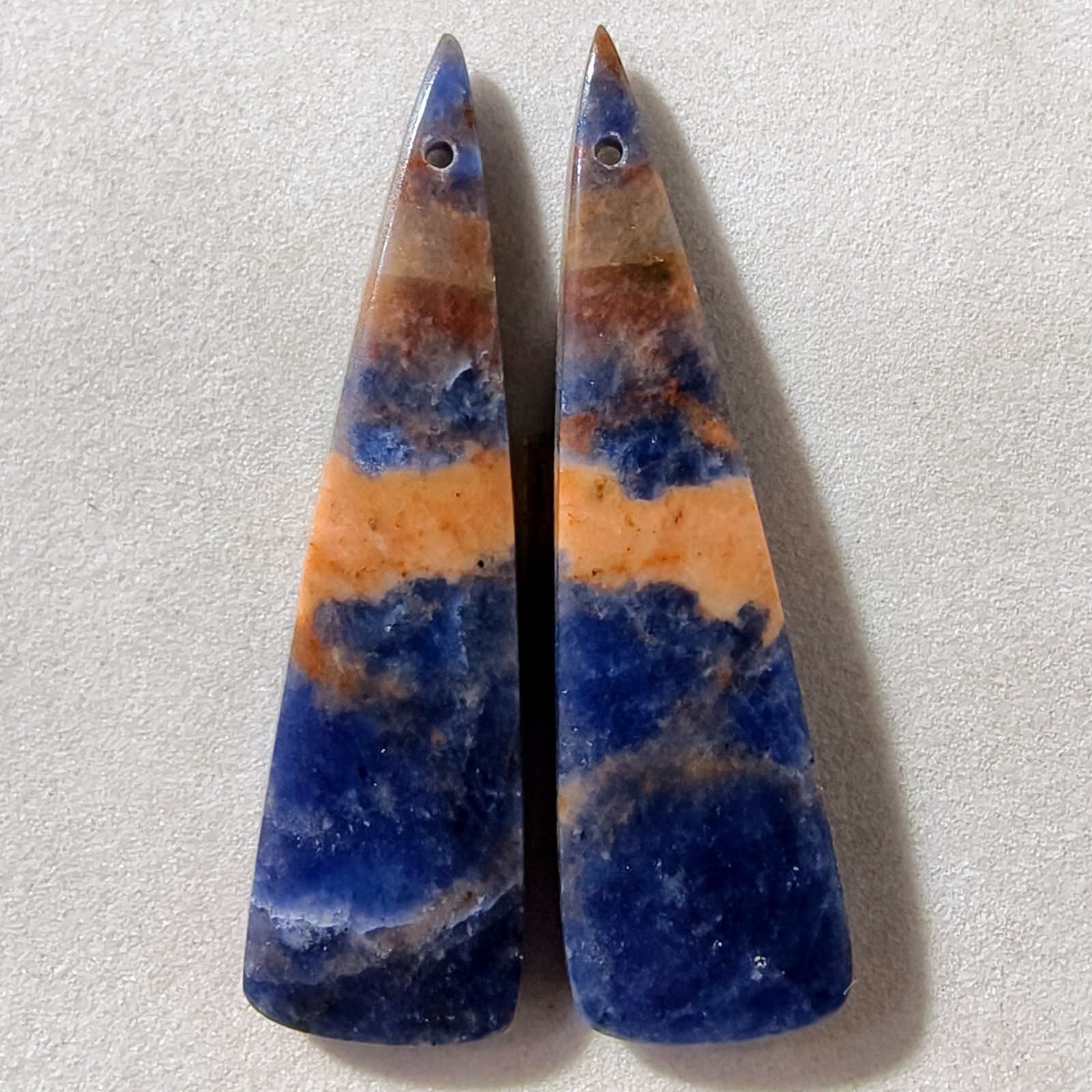 28 Cts Natural Sodalite Drilled Match Pair Cabochon Gemstone 41.1 X 11.6 MM