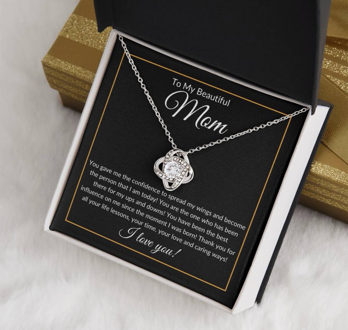 TO MY BEAUTIFUL MOM NECKLACE SOFT BOX GIFT HOLIDAY BIRTHDAY MOTHER’S DAY GIFT