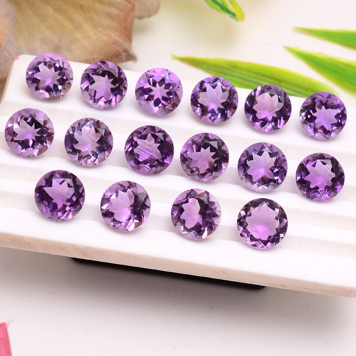 VVS 16 Pcs Natural Amethyst 10MM Top Grade Round Cut Sparkling Loose Gemstones