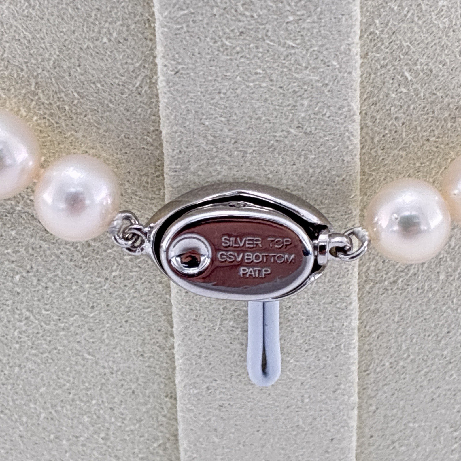 7-7.5mm Pearl Japanese Akoya White-Rose Necklace Silver 17.0″