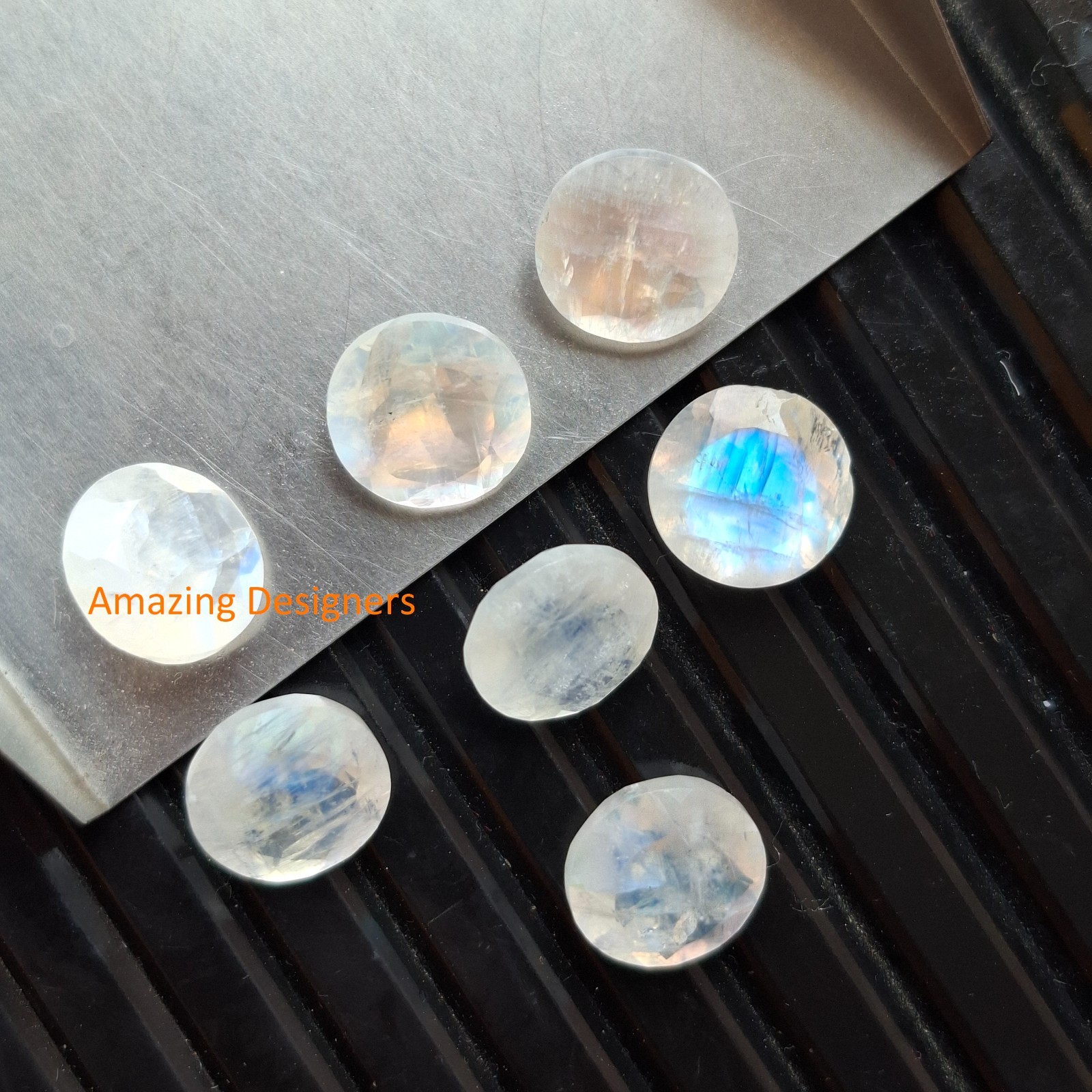 Natural Rainbow Moonstone Round Faceted Cut 3mm to 15mm Loose Gemstone