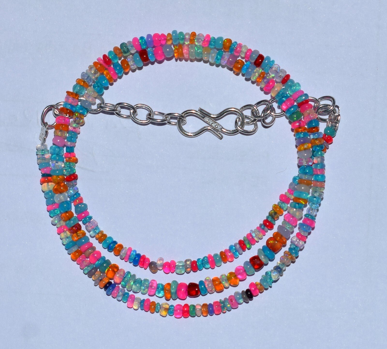 AAA+ Natural Ethiopian Opal Wello Fire Opal Gemstone Beads Necklace 16″ F3968