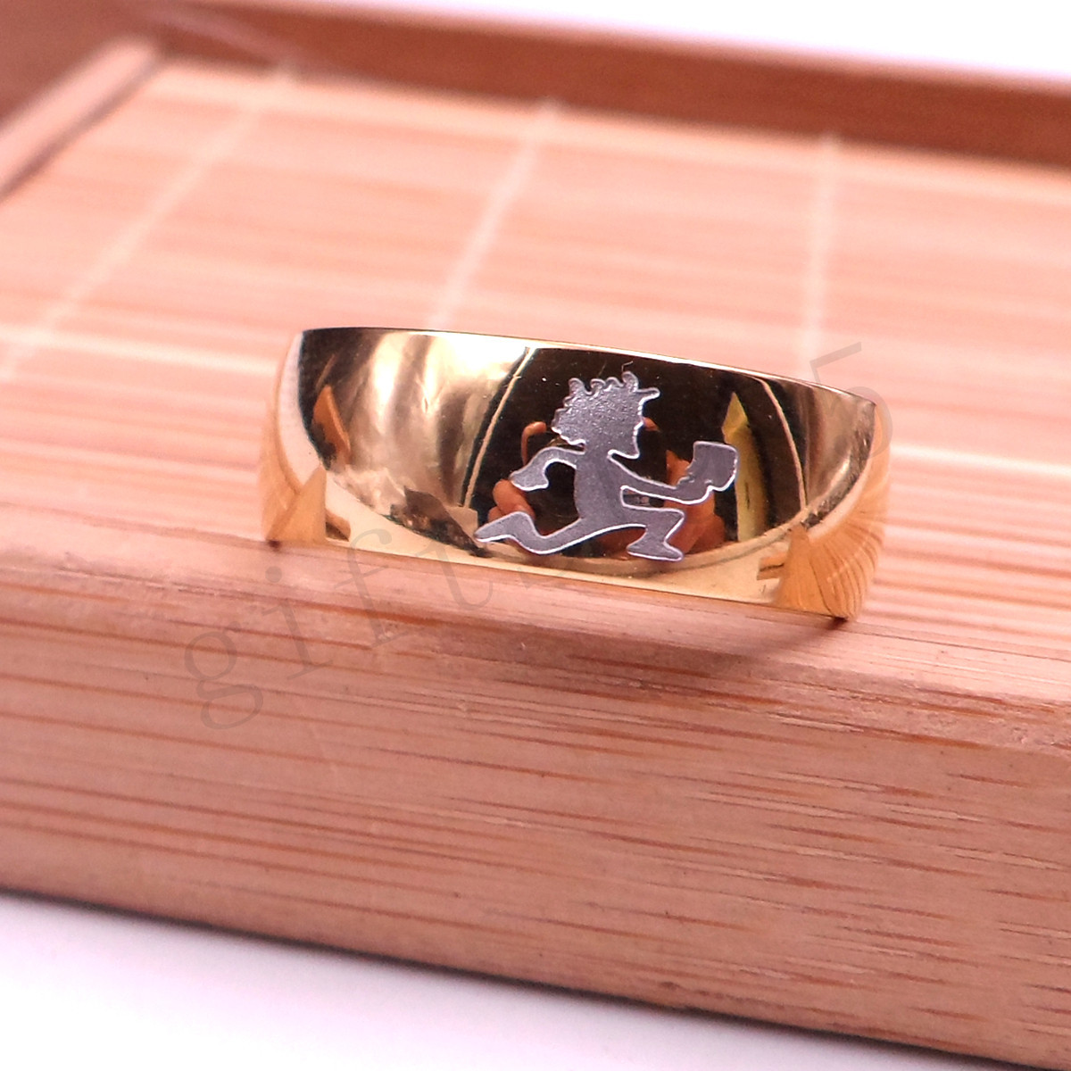 HATCHETMAN GIRL GOLDEN RING STAINLESS STEEL ICP Etching TWIZTID HIGHLY POLISHED