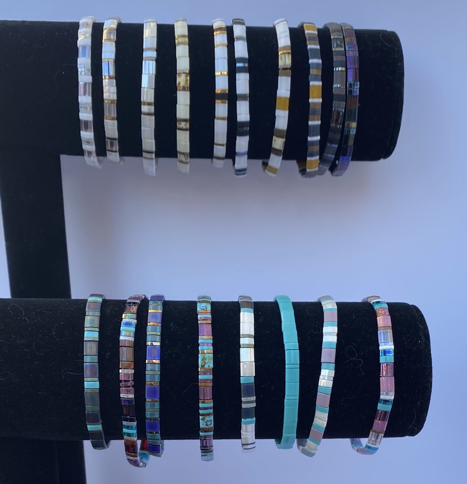 Miyuki Tila bracelet boho Japanese glass tile stackable minimal USA