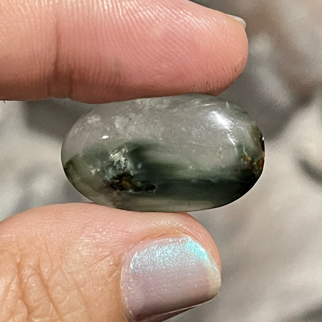 25.6×15.4x6mm Green Angel Hair Quartz Oval Cabochon Loose Gem Stone