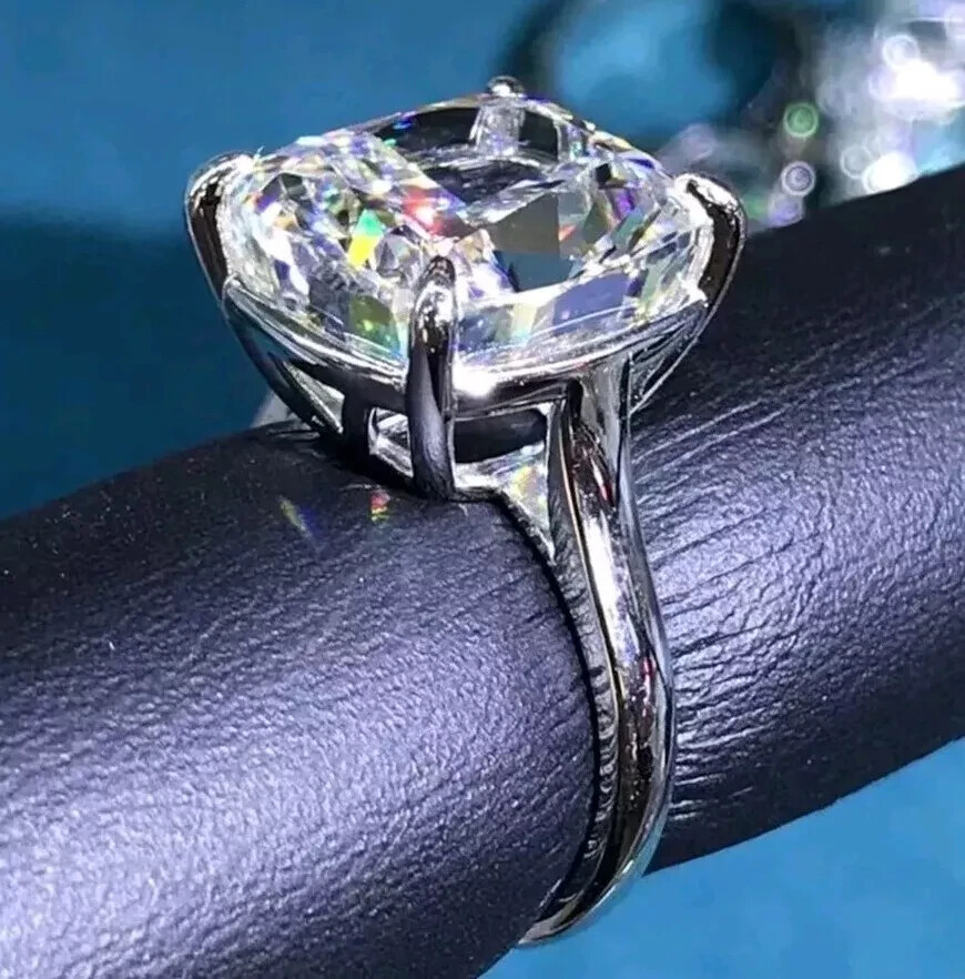 10 Ct Certified Treated Gorgeous Off White Diamond Ring In 925 Silver