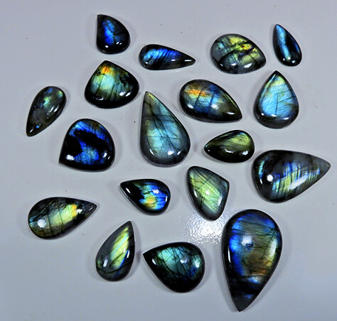 NATURAL MULTI LABRADORITE PEAR SHAPE CABOCHON LOOSE GEMSTONE WHOLESALE LOT vH728