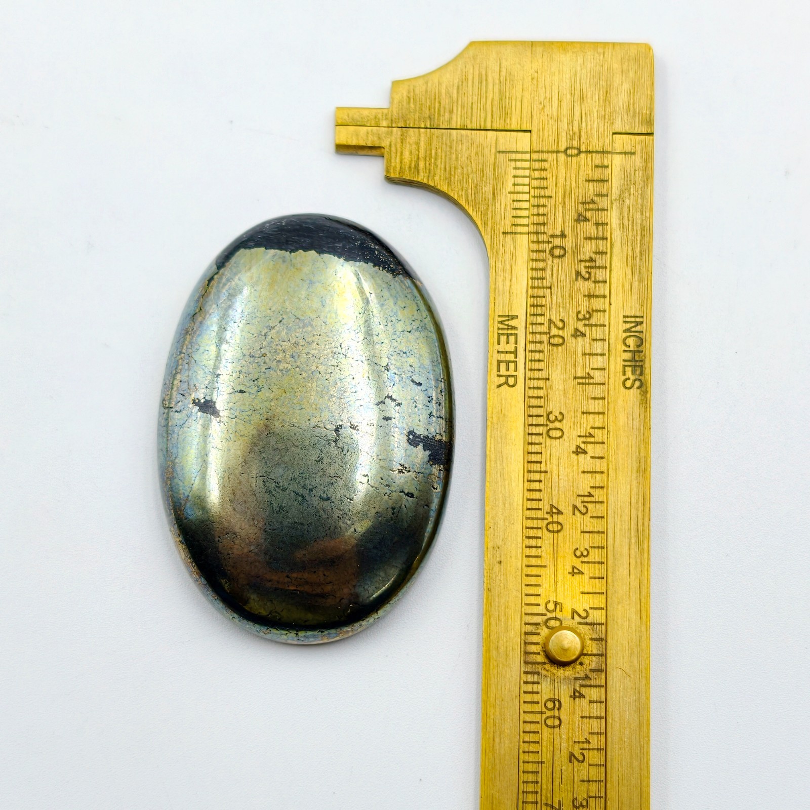 Natural Apache Gold Cabochon Oval 46x31mm Flat Back Wire Wrapping Jewelry