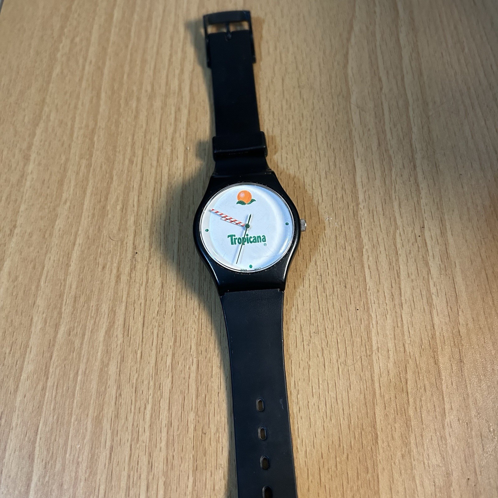 Tropicana Orange Juice Promo Quartz Analog Watch Black Plastic Logo Dial working