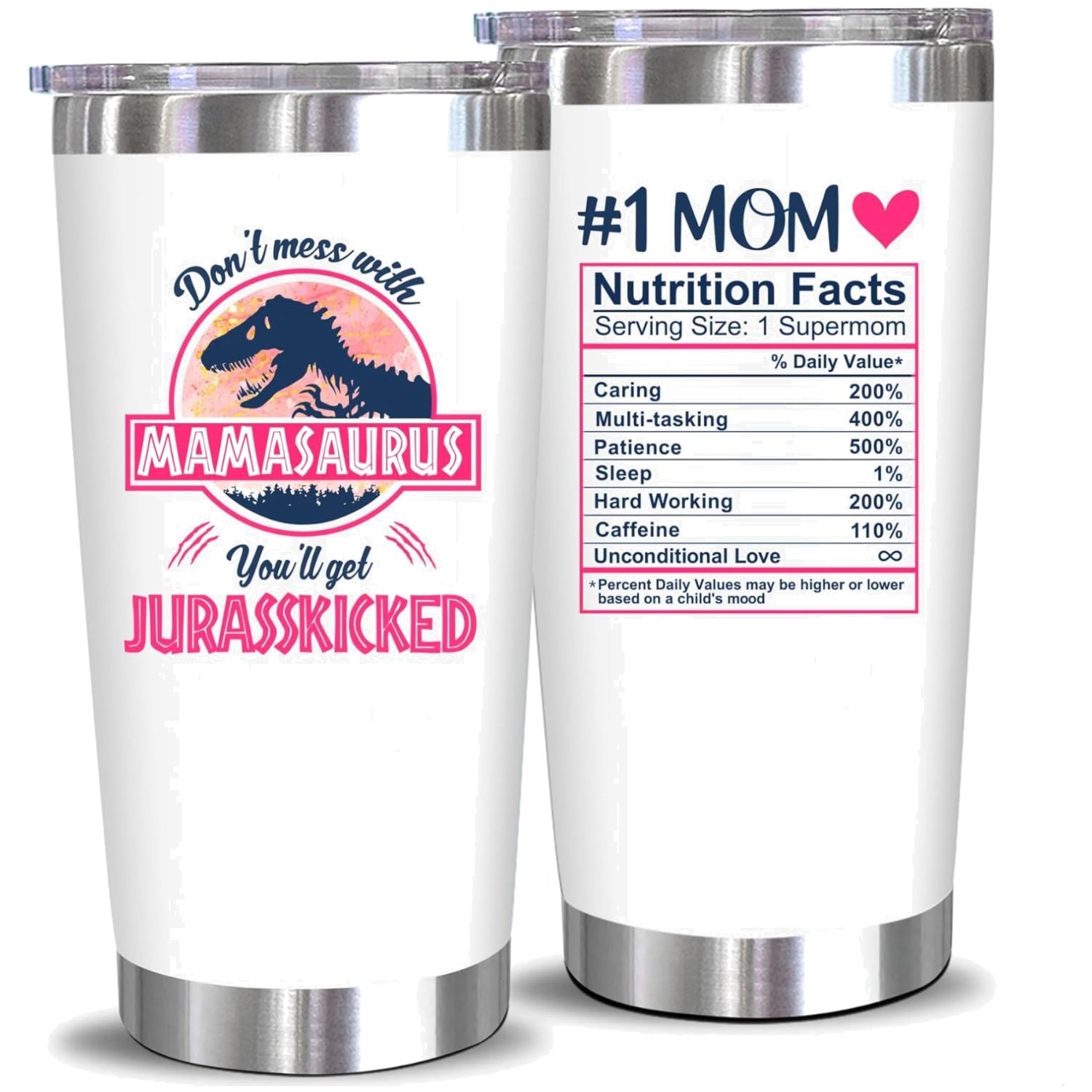 Mamasaurus Wine Tumbler for Mom – Funny Gift Idea