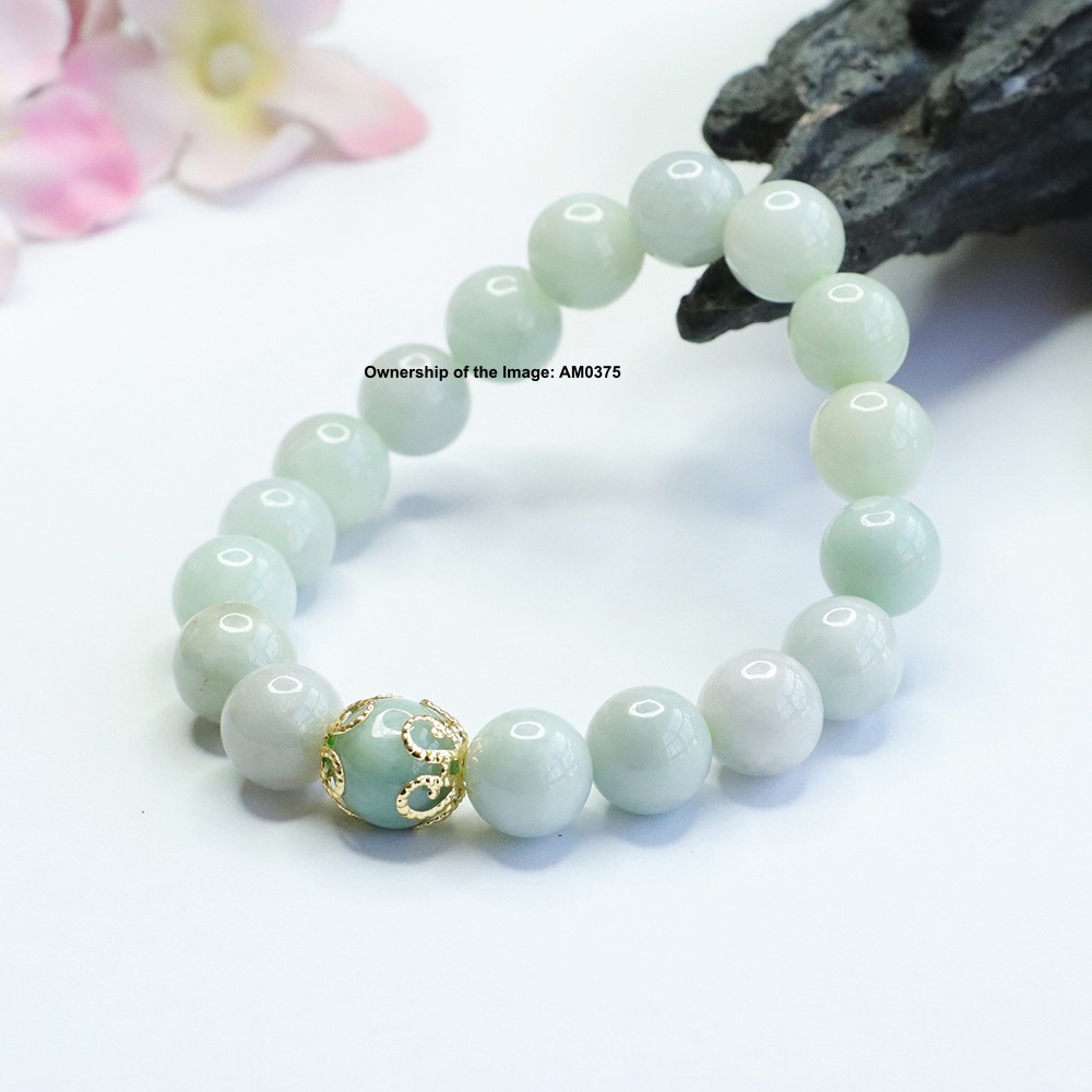 New Natural Grade A Jade Light-Green 10mm Bead Stretch Bracelet 14-16cm