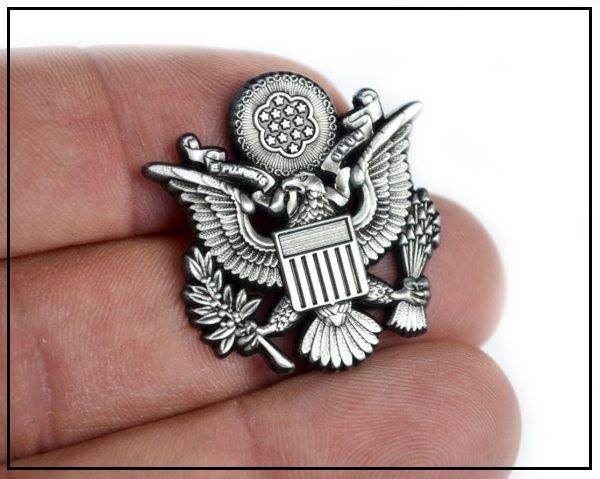 AMERICAN EAGLE Necklace – 2″ Coat of Arms Eagle – 24″ Silver Stainless Chain