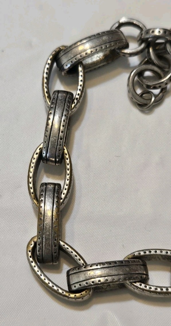 Brighton Deja Vu Silver Tone Chain Link 7 1/2″-8″Adj Inch Bracelet