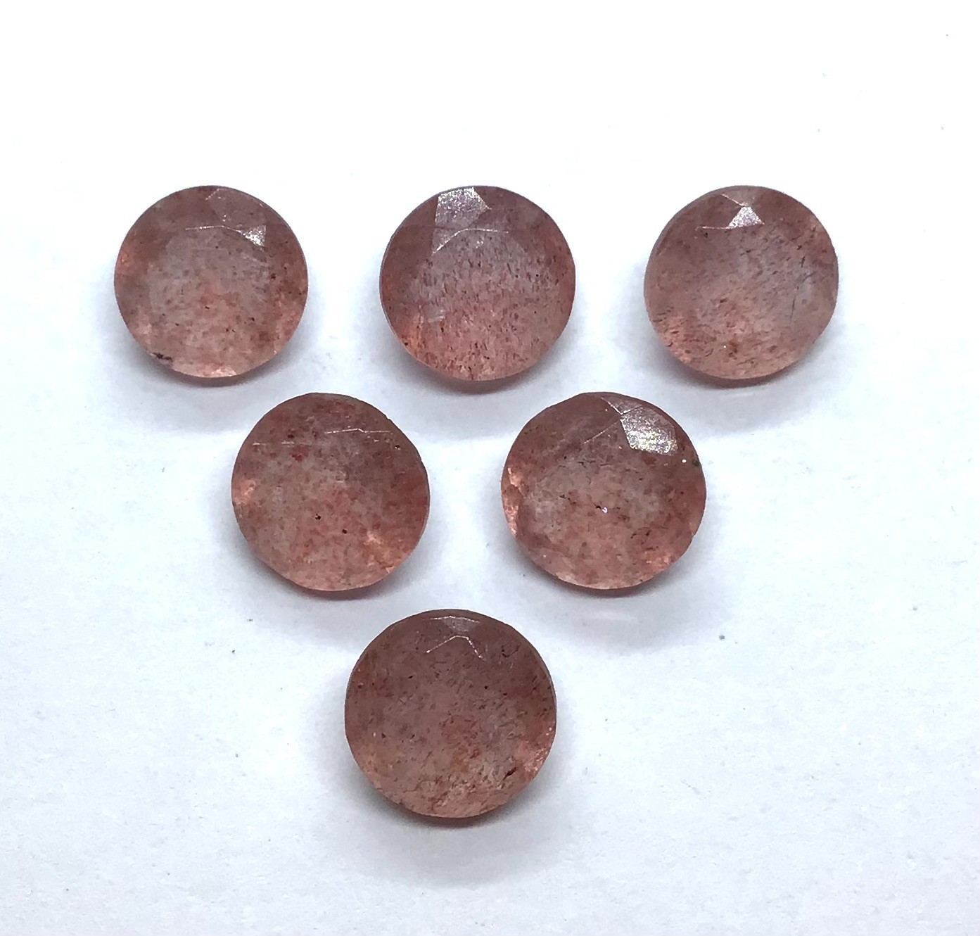Pink Strawberry Round Cut Natural Quartz Loose Gemstone For Making Jewelry
