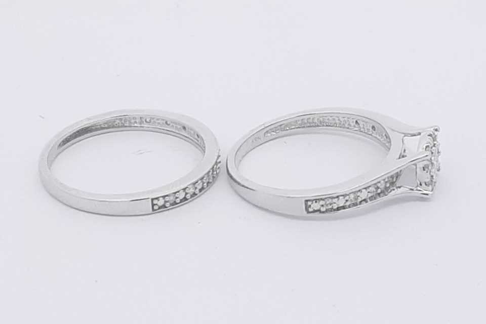 0.27cttw Diamond Wedding Set In 10k White Gold 4.4 Grams Size 7 Eb0226olxsa
