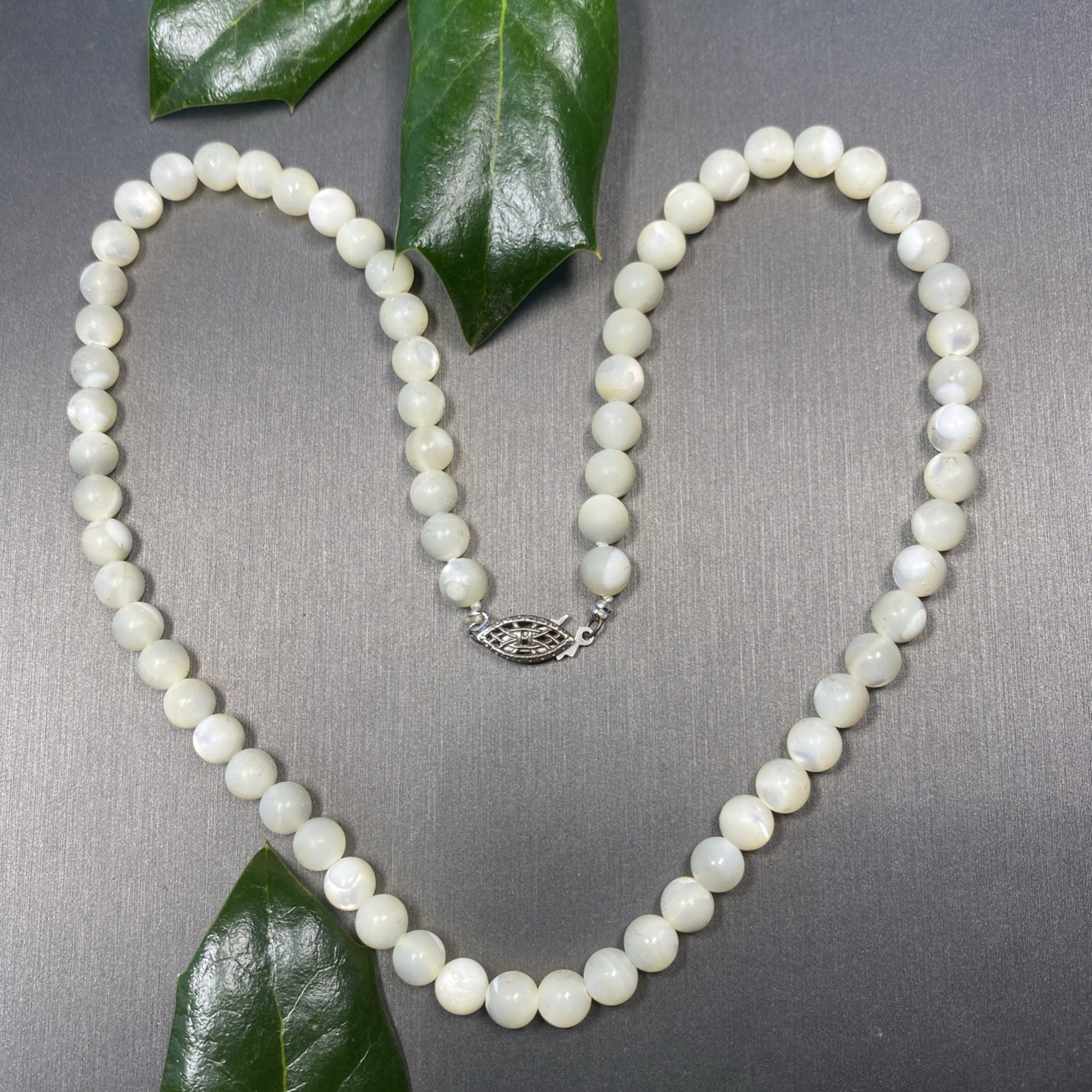 Vintage Art Deco Necklace Estate Fine Jewelry Pre-owned MOP Pearl Bead Sterling