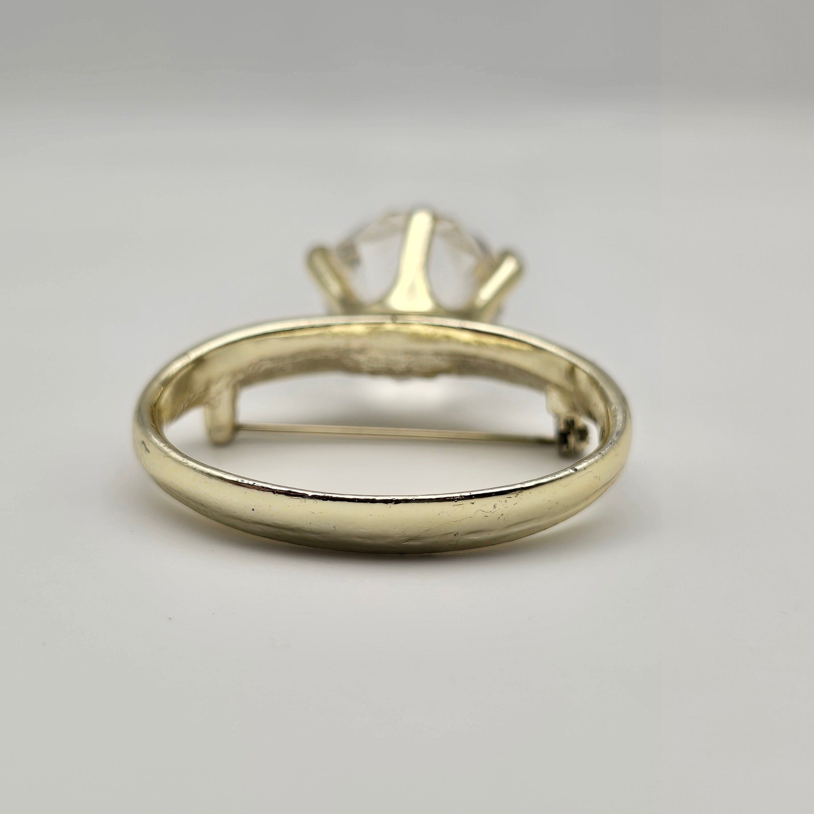 Vtg AJC Sparkle Stmt Ring Brooch Gold Tone Glam Engagement Bachelorette Bling