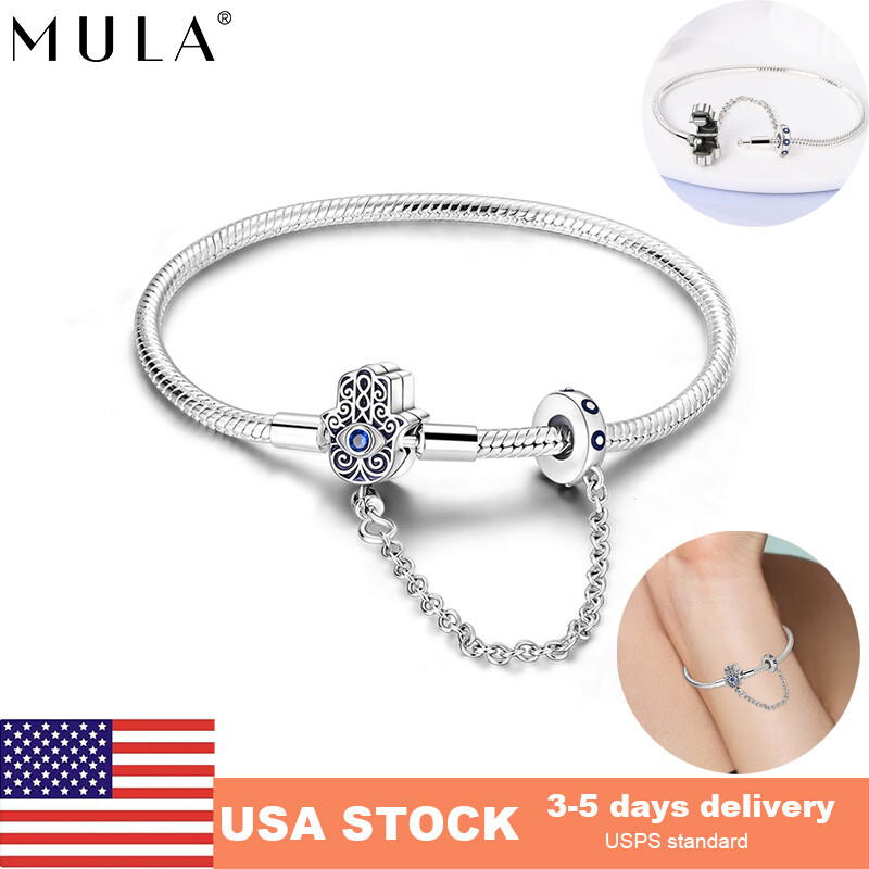 MULA Original AAA CZ Palm Eye Safety Chain Snake Bracelet 925 silver For Women