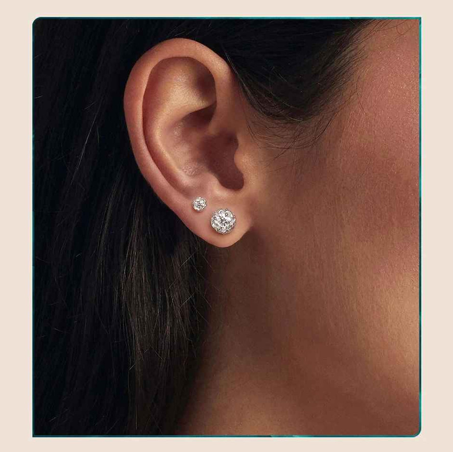 A House Of Jewelry D VVS1 Moissanite Crystal Sugar Stud Earrings 925 Silver GRA