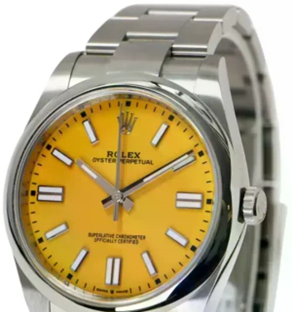 Rolex Oyster Perpetual 41mm 124300 Yellow Dial Stainless Steel Men’s Watch