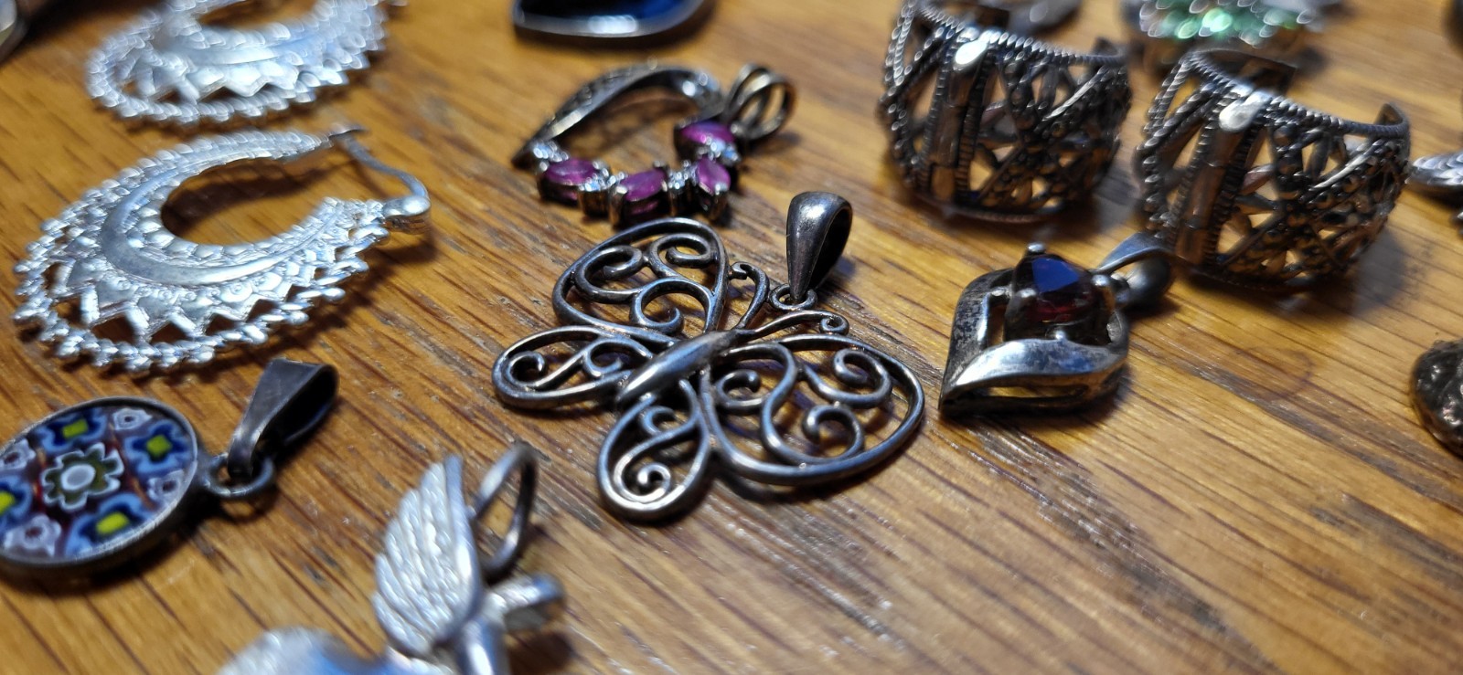 70+grams 22 Pices MARKED 925,SILVER EARRING,PENDANTS, BRACELET.WEARABLE,SELLABLE