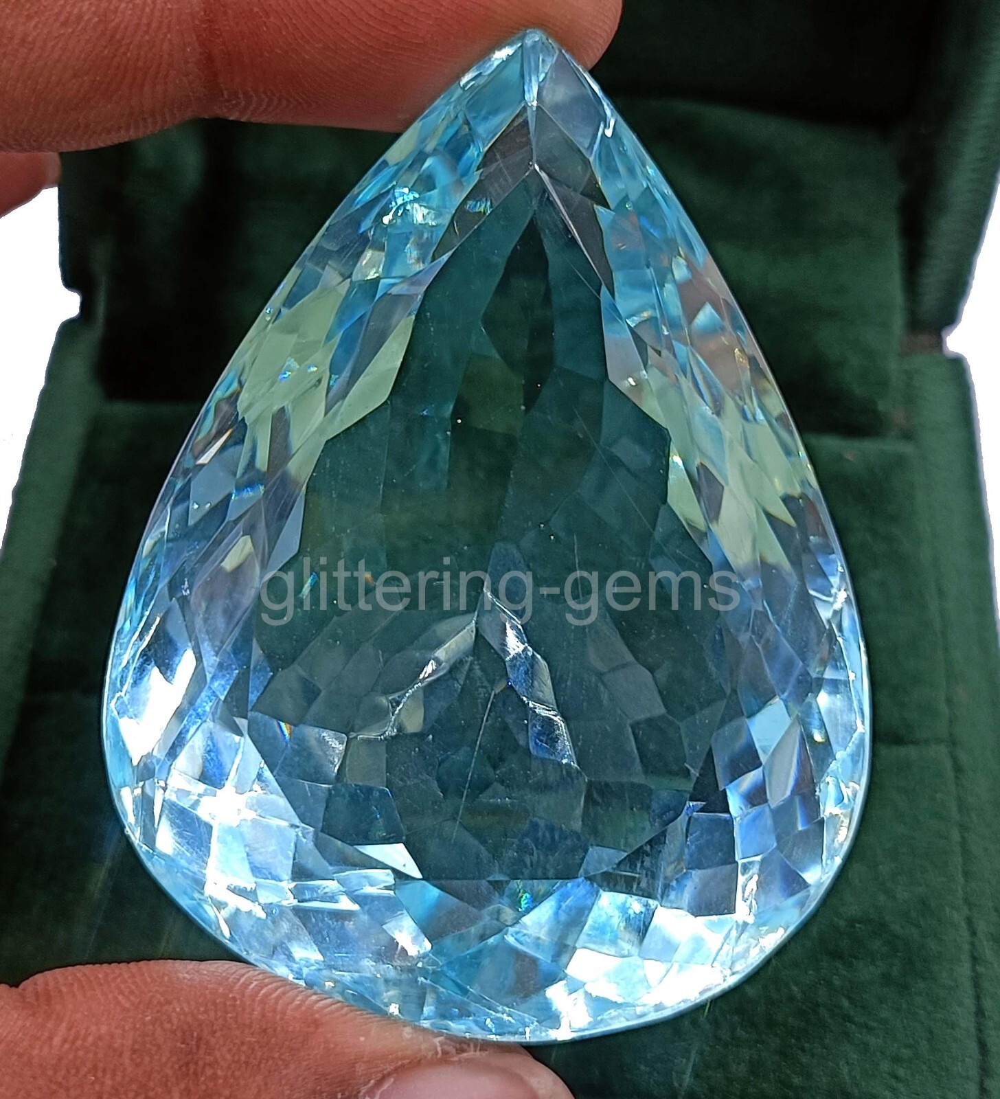 Certified Natural Brazilian 101.60 Ct Blue Pear Cut Topaz Loose Gemstone 5AIS