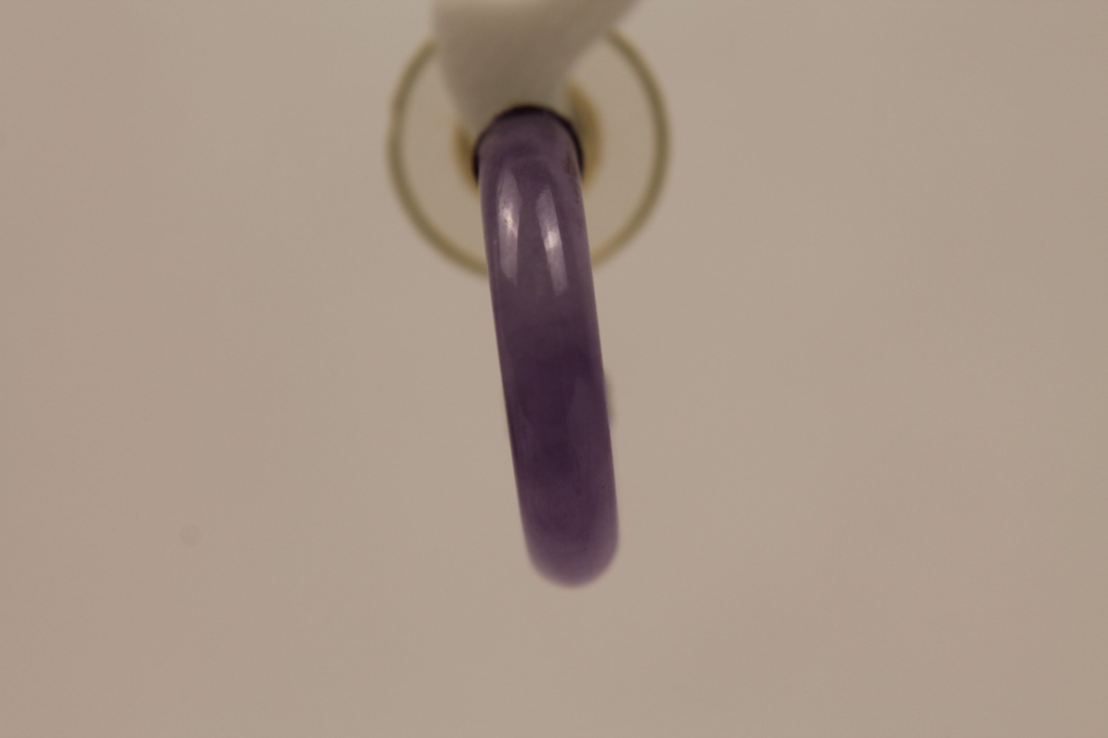 Vintage Lavender Jade Character Panel Bracelet Hoop Earrings Set