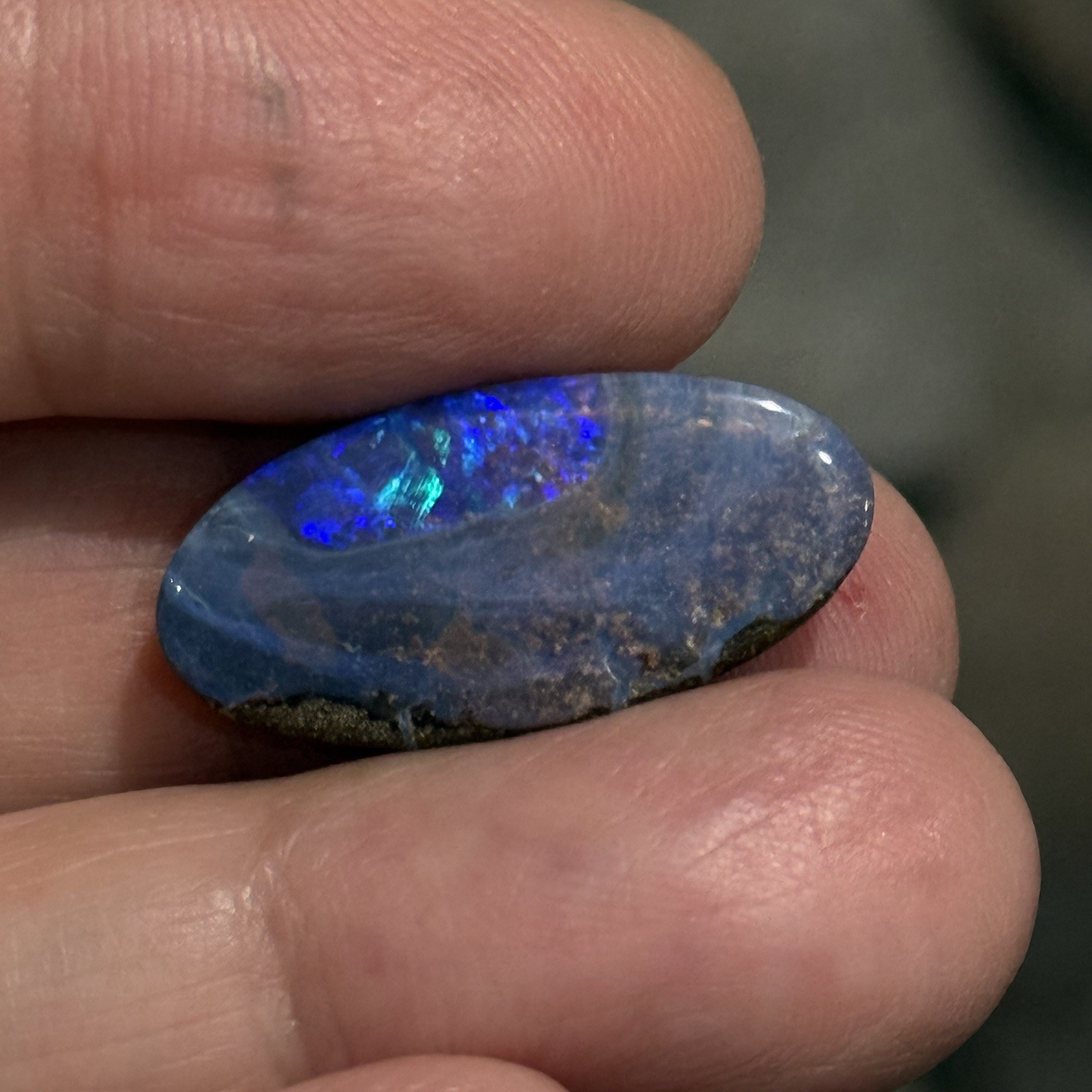 13.25ct 24x12x5mm Unique Blue Australian Boulder Opal Oval Cabochon Ring Gem