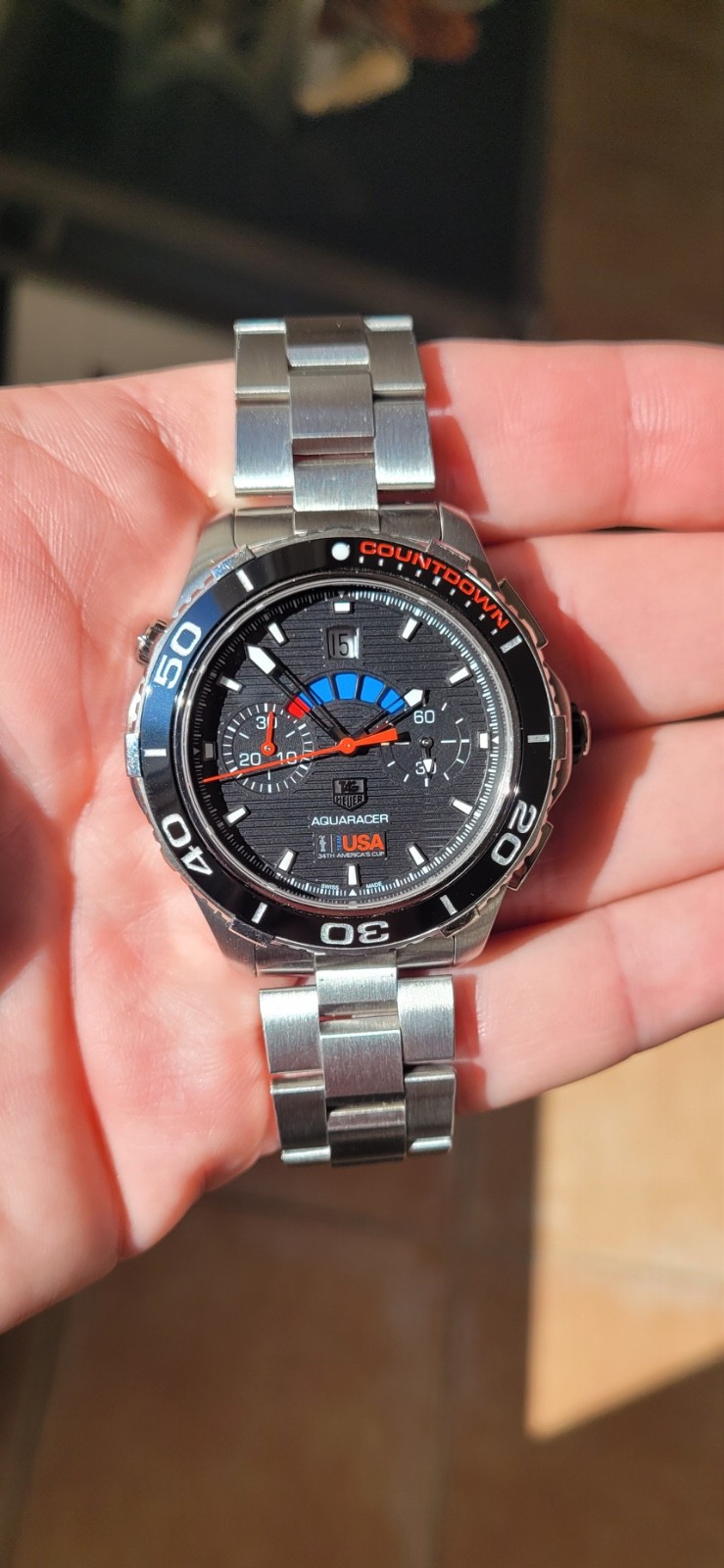 New Tag Heuer CAK211B Mens Aquaracer Automatic Watch Calibre Black Blue Team USA