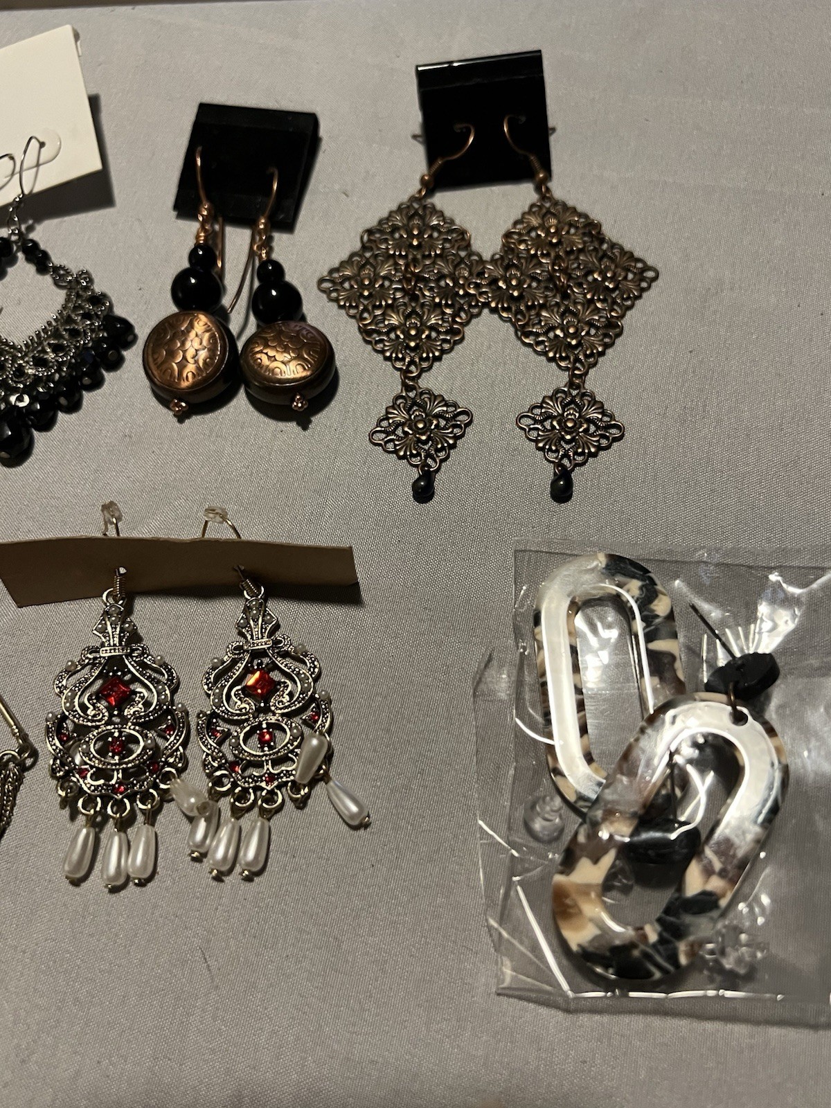 Earring and Ring Lot 1LB 3.6OZ 69 Items New And Used