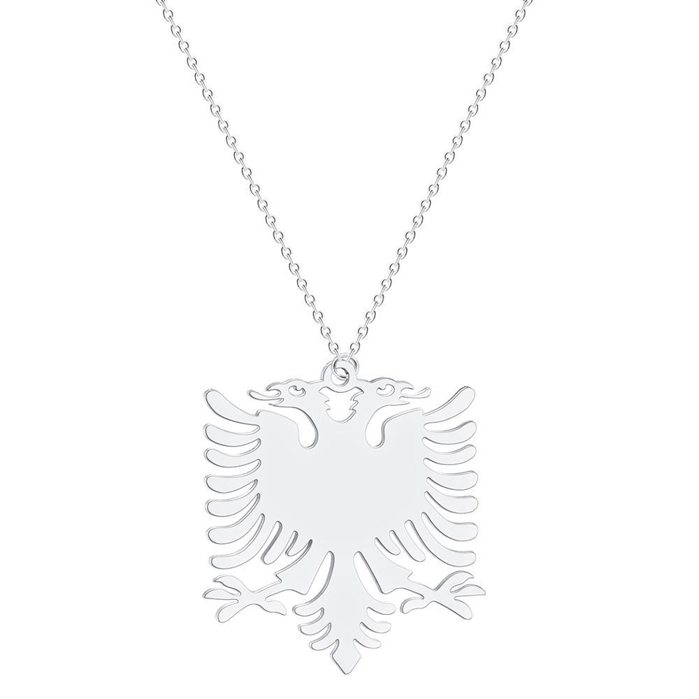 Albania Necklace Pendant Chain Double Headed Eagle Albanian Albino Gold Silver