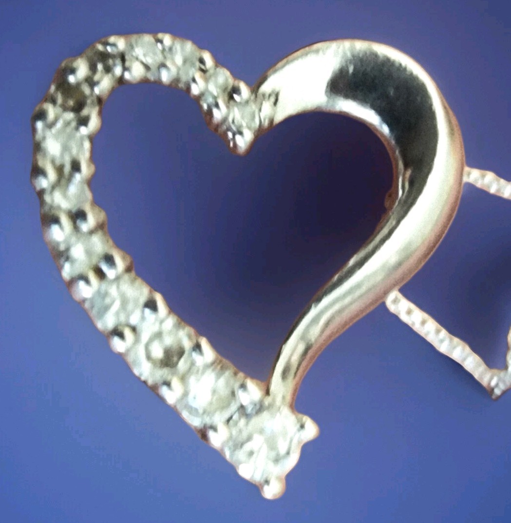 Graduated Diamond 💎Heart Shaped Necklace 925 Signed ACI Sterling Silver ITALY