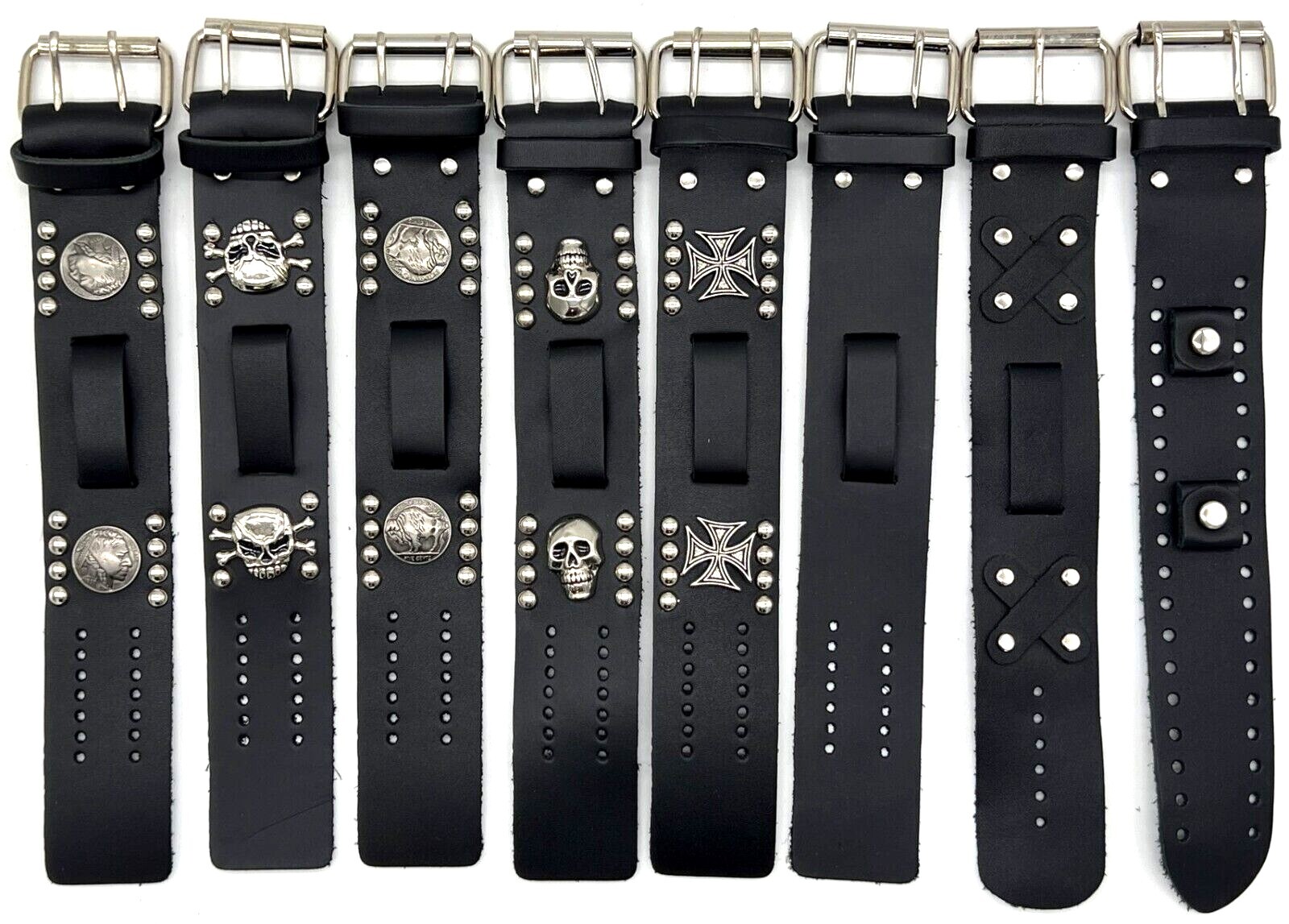 Genuine Cowhide Leather Watch Band 1 1/2″ Wide Biker Trucker Made In USA