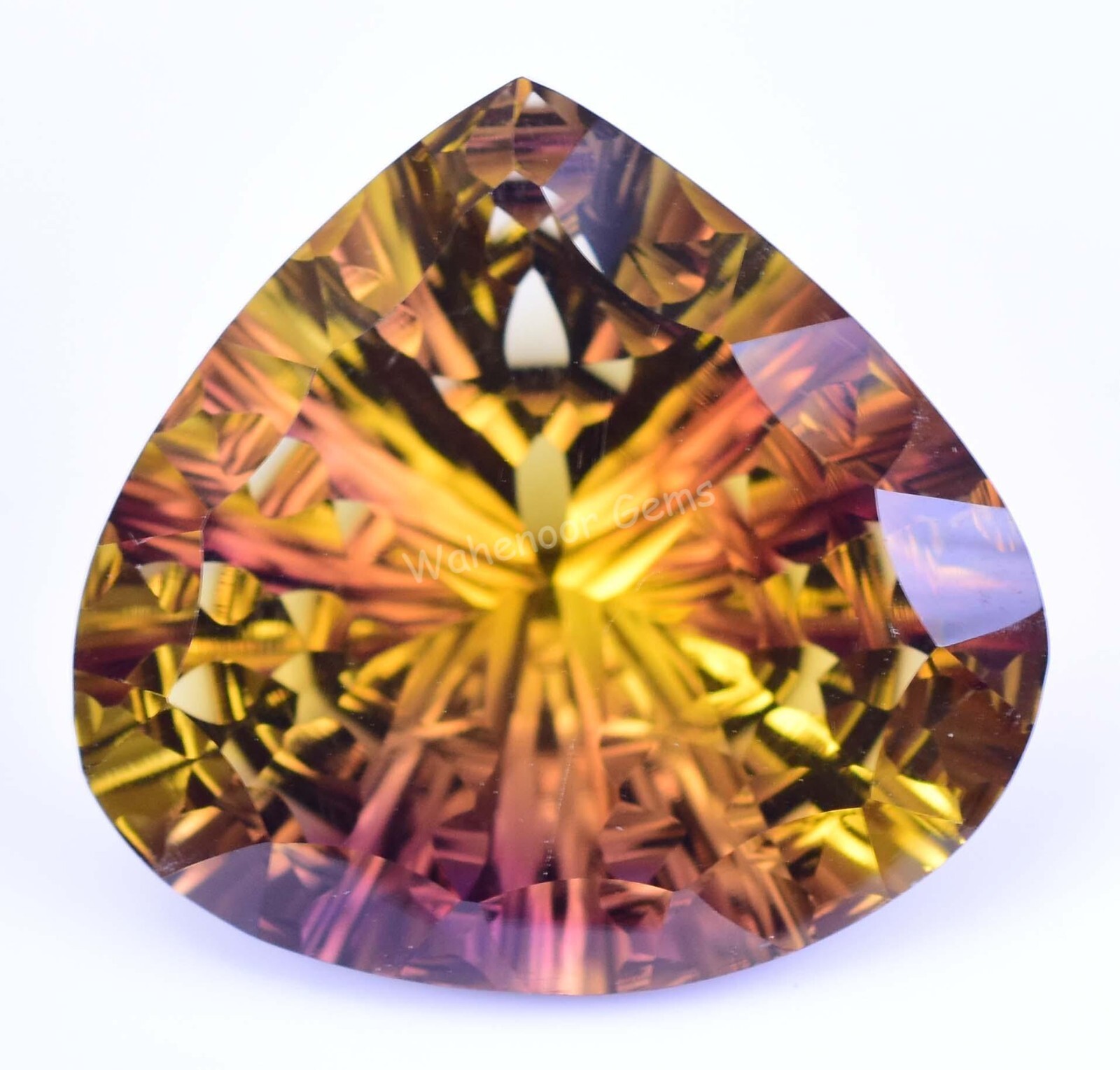 Flawless Natural Bi-Color Ametrine 37.10 Ct Pear Certified Untreated Gemstone