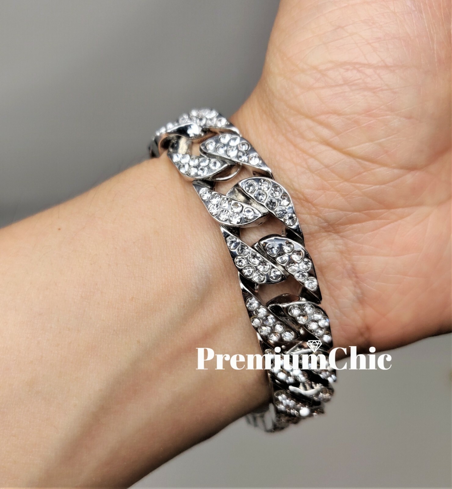 ICED Hip Hop Silver Plated Miami Cuban Choker Chain CZ Necklace or Bracelet
