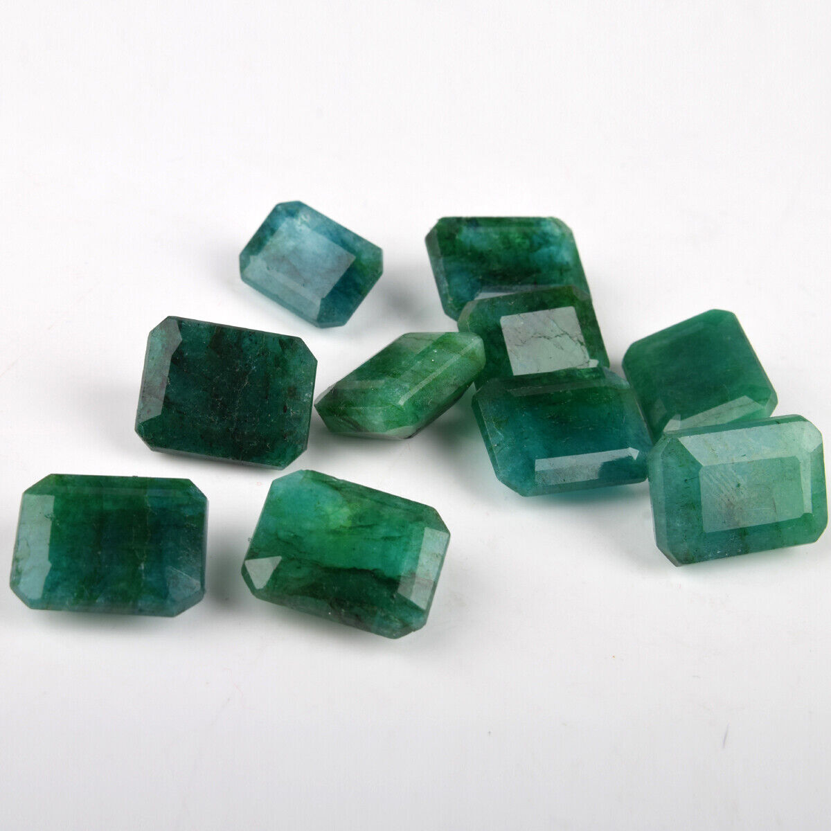 Natural Zambian Green Emerald 100 Carat /8 Pcs Faceted Cut Loose Gemstone Lots