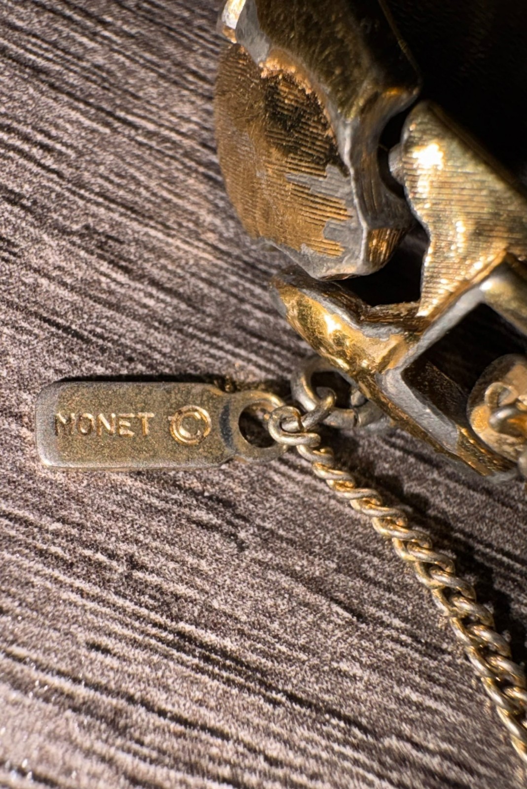 Vintage Monet Gold Tone Bracelet with Safety Chain