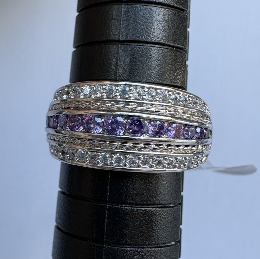 Bomb Party Charming Grace RBP7023 Amethyst CZ Rhodium Plating Size 7