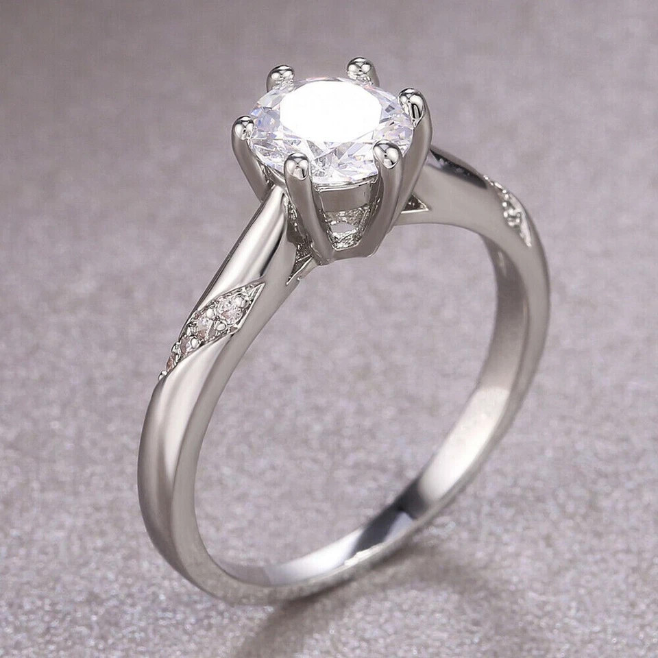 1.20Ct Round Cut Lab Created Diamond Solitaire Women Ring 14K White Gold Plated