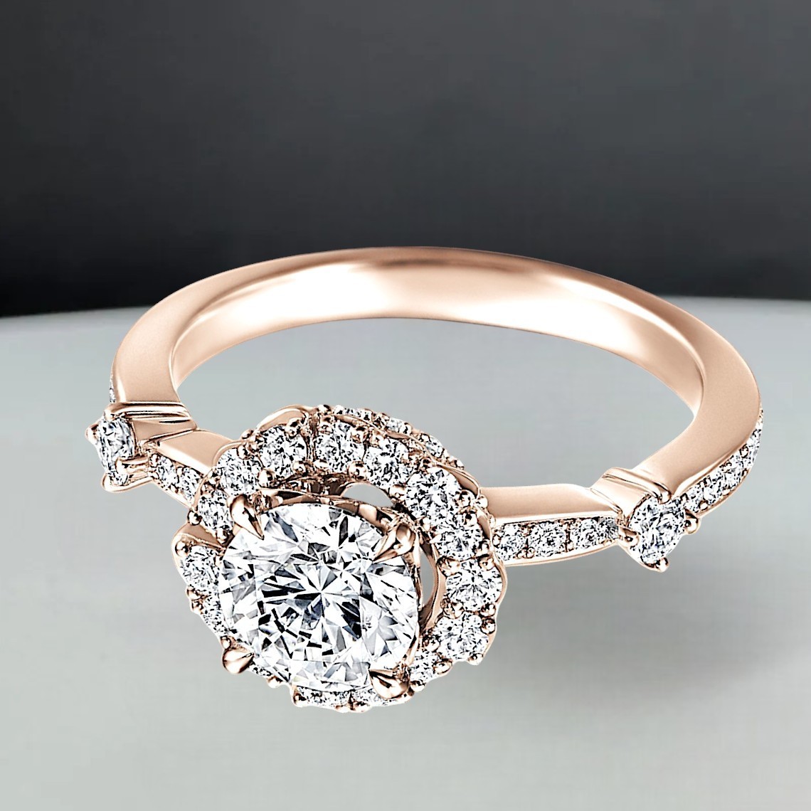 Round Cut 2.75 Ct Ring IGI Certified Lab Grown Diamond Engagement 18k Rose Gold