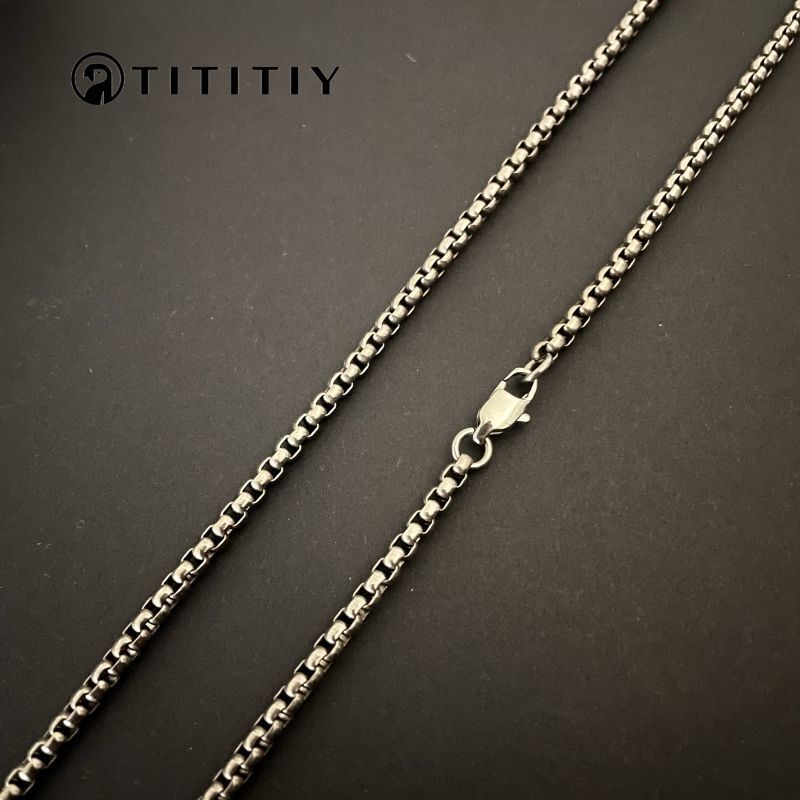 Pure Titanium Necklace with A Width 3mm Square Box Chain Anti Allergic Classics