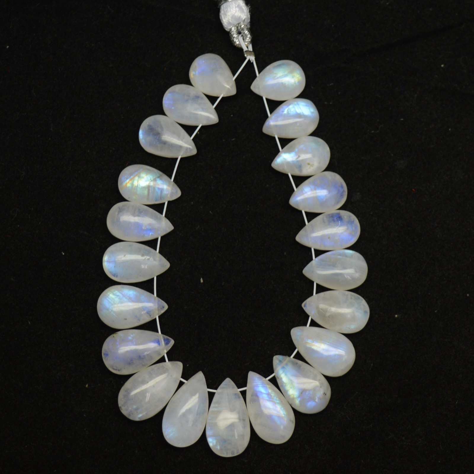 21 Pcs 91 Cts Natural Rainbow Moonstone Briolette Gemstone 11×8-15×8 mm #R-13580